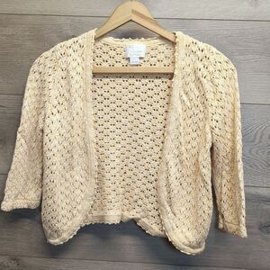 Christopher & Banks Crochet Cardigan, Short  Sleeve Women's Size Large